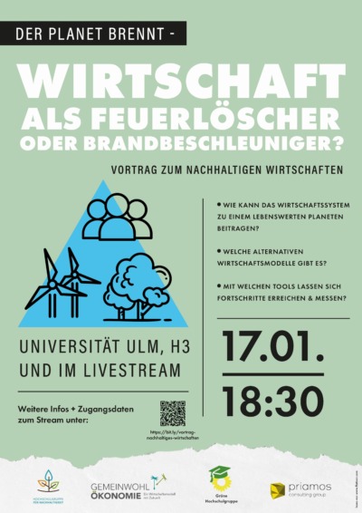 Plakat zur Veranstaltung 'Der Planet brennt' am 17.01.2023 an der Uni Ulm Hörsaal 3